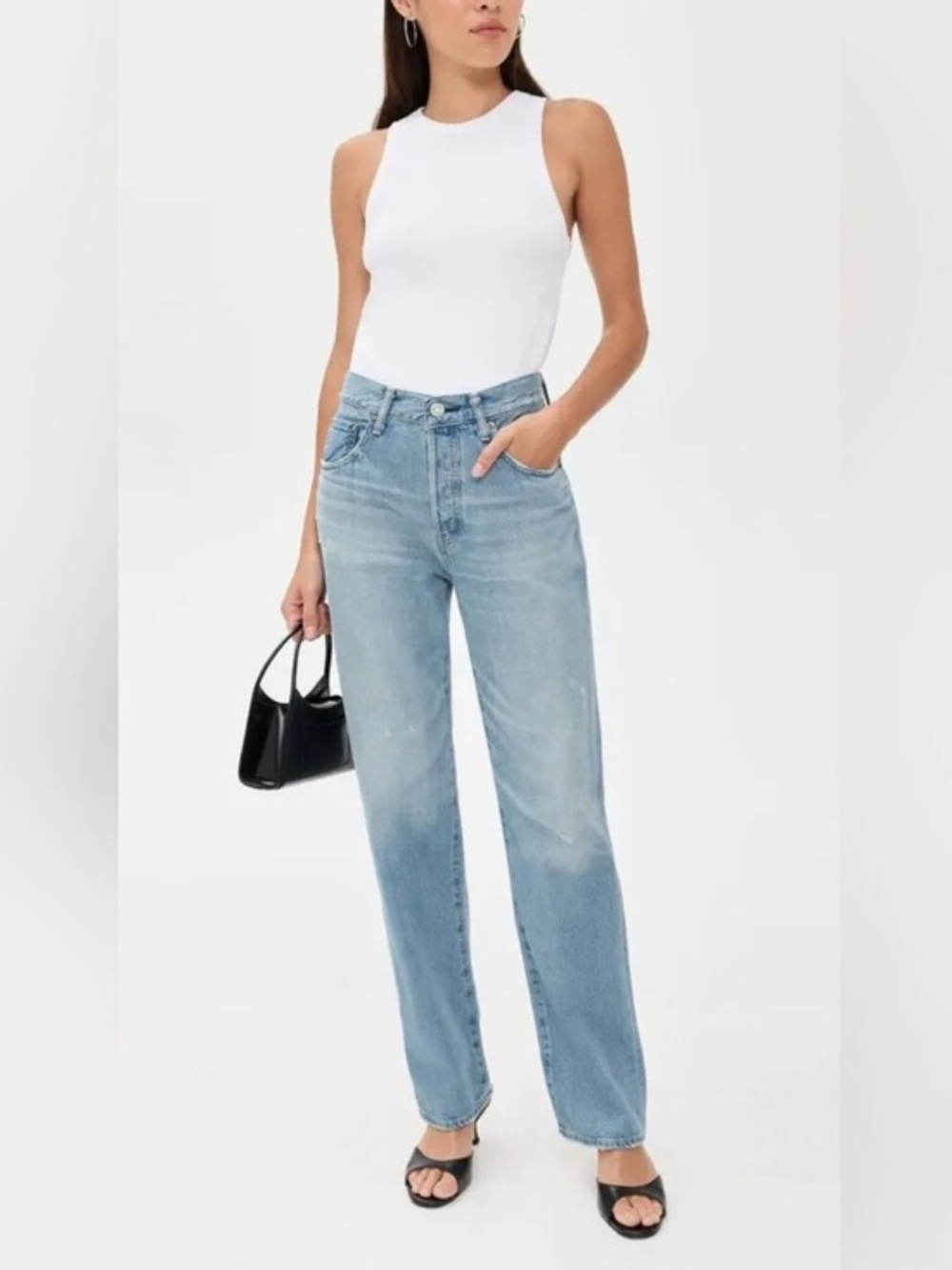 Moussy High Rise Straight Leg Jeans Size 24 light wash